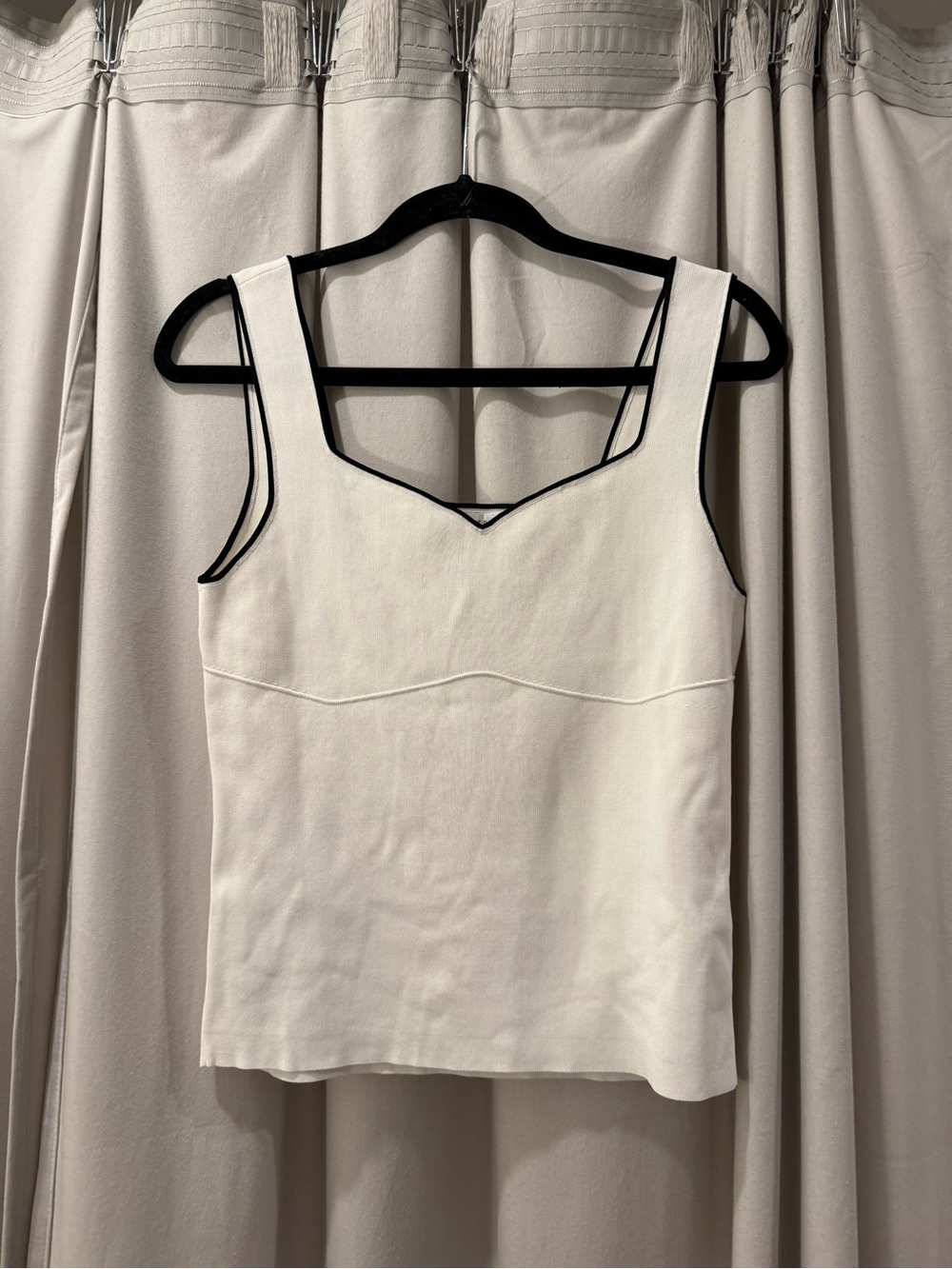 Endless Rose Cream Tank with Black Piping